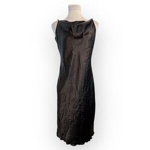 Bebe Black Satin Cowl Neck Midi Slip Dress Size Large‎